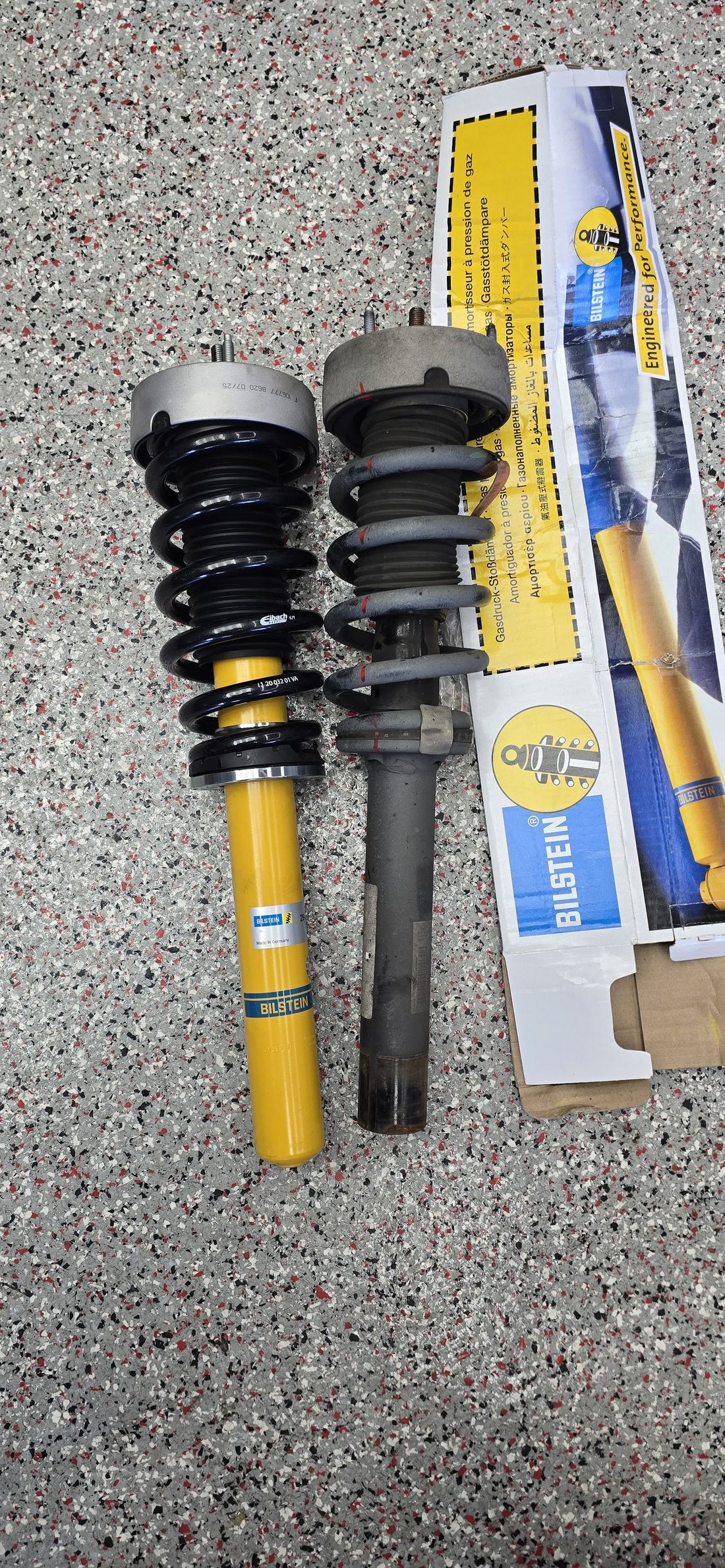 New Bilstein shock next to the worn stock shock it replaced